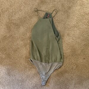 Dina Be Olive Halter Bodysuit
